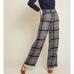 Modcloth plaid wide leg pants